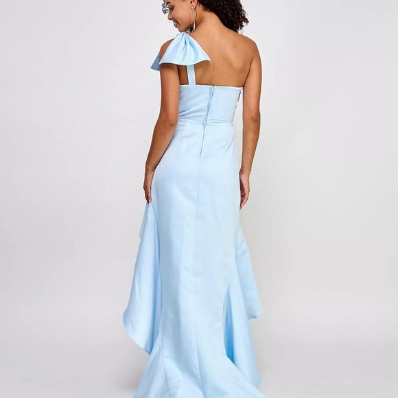 CITY STUDIOS Juniors' One-Shoulder High-Low Ball Gown Sky Blue - Picture 2 of 6